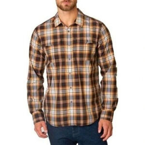 Prana Men's Avesta Long Sleeve Button-Up Shirt Black & Black Plaid Medium